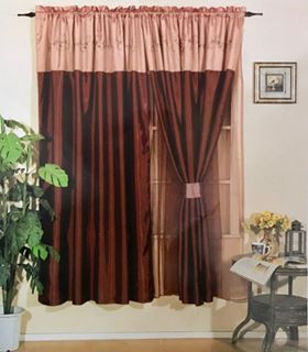 Orly's Dream, New Elegant Jane 2 Pc Curtain set with Tie Backs, Classic Embroidery - Antique Gold color.