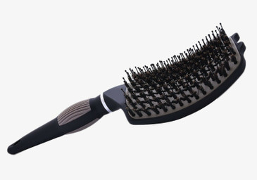 Curved Vented Boar Bristle Styling Hair Brush For Any Hair Type Men,Women & Kids.        To Smooth,Style,Detangle,Massage & Blow-dry,by QARA PRO