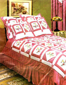 QUEEN 4pc Embroidered Velvet QUILT Bedspread Bed in a Bag
