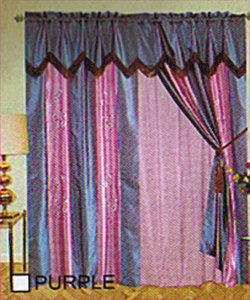 Window Curtains/Drapes +attached Valance & Liner - Purple