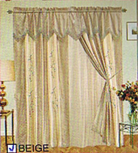Window Curtains / Drapes with attached Valance & Liner - Beige 479