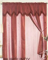 Window Curtains / Drapes with attached Valance & Liner - Burgundy 467 1139