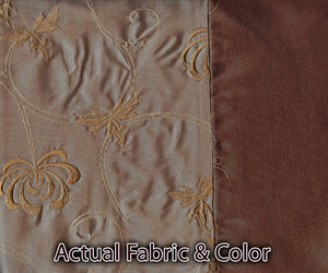 Window Curtains / Drapes with attached Valance & Liner - Beige & Brown