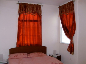 Window Curtains / Drapes Set with attached Valance + Liner - Burgundy