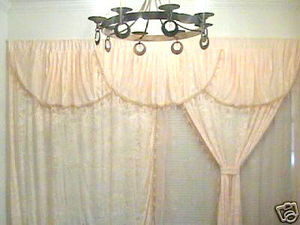 Victorian Velvet Window Curtains / Drapes - Peach Color