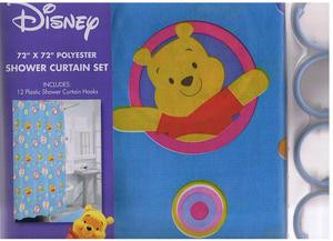 Winnie The Pooh & Tigger FABRIC SHOWER CURTAIN+12 RINGS