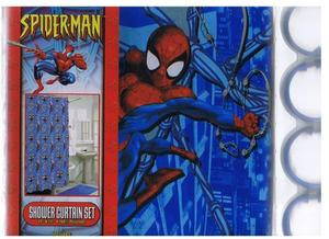 NEW MARVEL SPIDER MAN FABRIC SHOWER CURTAIN + 12 RINGS