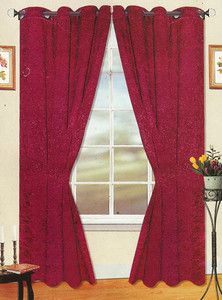 Window Rings Curtains/Drapes Set w/ TieBacks - Burgundy