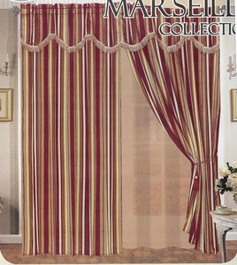 Window Curtain/Drape w/attached Valance &Liner Burgundy