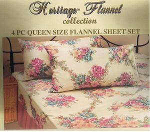 QUEEN 2009 New Collection FLANNEL 4 pc Cotton SHEET SET