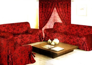 Sofa slip cover REVERSIBLE Slipcover FIT set - Burgundy