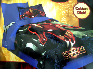 New - Twin Marvel Iron Man Comics Comforter Set 3 pc