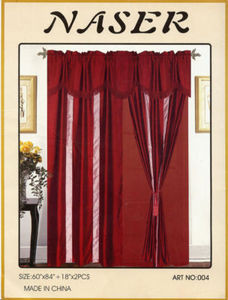 Window Taffeta Curtains/Drapes +Valance+Liner -Burgundy