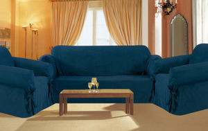 3 pc. Sofa Loveseat Chair Slipcovers Micro Suede - Navy