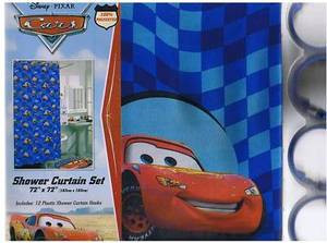 Disney / Pixar "Cars" Fabric Shower Curtain + 12 Rings