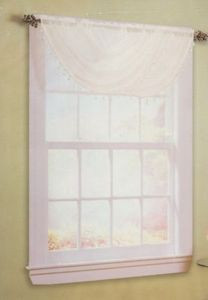 2pc White Semi-sheer / Voile Valance with Tassels