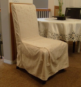 6p Dining Room CHAIR SLIPCOVER FIT set-Off White /Beige