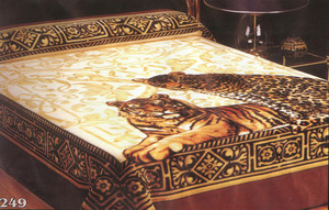 KING Korean Design Tiger Cheetah Plush Raschel Blanket