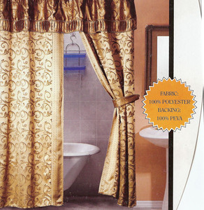 Taupe Shower Curtain w/ attached Valance + 1 PEVA Liner
