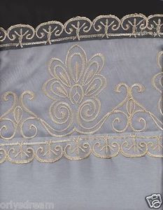 Beautiful Elegant EMBROIDERY 2 Panel Curtain Set "SHERRY"- BLACK & SILVER / GREY