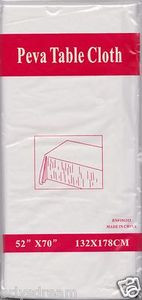 NEW Peva Table Cloth 52" x 70" (132cm x 178cm) - WHITE