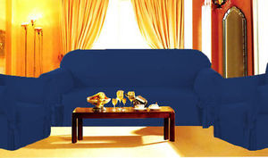 3 Pcs Slipcovers Set, Sofa + Loveseat + Chair Covers - NAVY BLUE