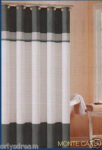 Soft Microfiber Fabric Shower Curtain "Monte Carlo" - GREY & White colors