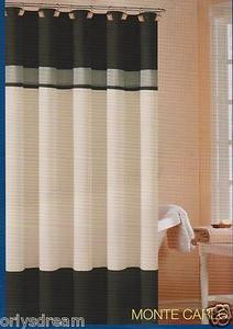 Soft Microfiber Fabric Shower Curtain "Monte Carlo" - BLACK, Grey & Beige colors