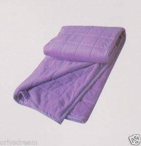 KING Soft BORREGO Suede/Wool Style QUILTED Micro Fiber Blanket/Throw - PURPLE