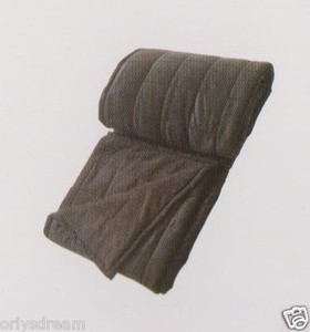 QUEEN Soft BORREGO Suede/Wool Style QUILTED Micro Fiber Blanket/Throw - BROWN