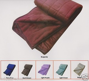 QUEEN Soft BORREGO Suede/Wool Style QUILTED Micro Fiber Blanket/Throw - BURGUNDY