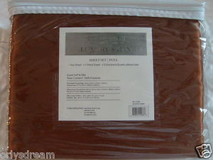 Luxury Soft "Silk" / "Silky" 4 Pc. FULL Size Bed Satin Sheet Set - Solid Brown