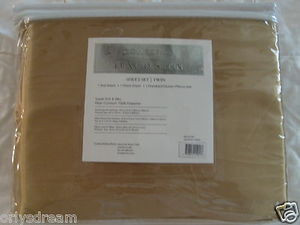 Luxury Soft "Silk" / "Silky" 3 Pc. TWIN Size Bed Satin Sheet Set - Gold Color