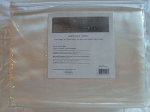 Luxury Soft "Silk" / "Silky" 4 Pc. KING Size Bed Satin Sheet Set - Solid Beige