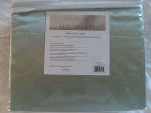 Luxury Soft "Silk" / "Silky" 4 Pc. KING Size Bed Satin Sheet Set - Sage Green