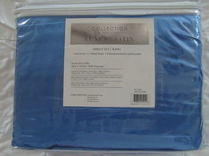 Luxury Soft "Silk" / "Silky" 4 Pc. KING Size Bed Satin Sheet Set - Solid Blue