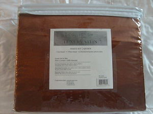 Luxury Soft "Silk" / "Silky" 4 Pc. QUEEN Size Bed Satin Sheet Set - Solid Brown