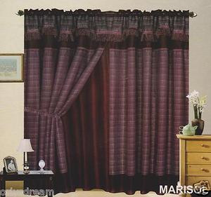 New Elegant Curtain / Drape Set + Valance + Backing + Tie Backs "Marisol" PURPLE