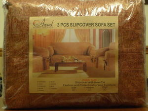 3pc.HEAVY DUTY"Chenille"Fabric COUCH COVERS,Sofa+LoveSeat+ArmChair Slipcover Set
