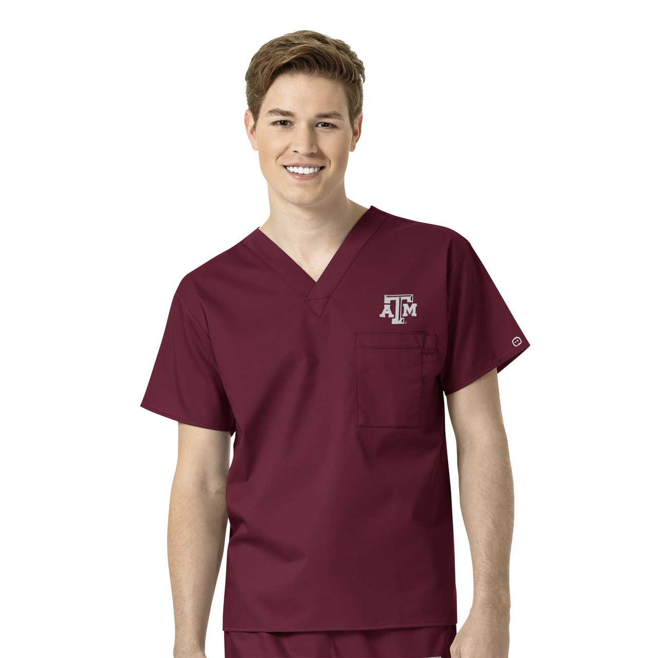 Texas A/&M Women/'s Mock Wrap Scrub Top