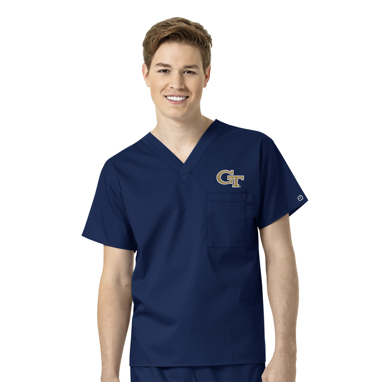 Tech Yellow Jackets Men's V Neck Scrub Top