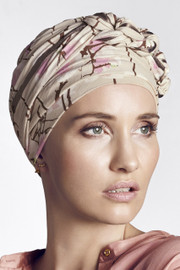 Christine Headwear - Azure Printed Turban Magnolia Beige (0436) 