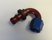 Fitting, Andrews Motorsports, Legends Race Car, XRP Twist-Tite 8AN x 150 Degree Hose End Red