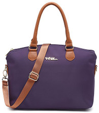 NNEE Water Resistance Nylon Top Handle Satchel Handbag with Multiple Pocket Design - Purple 2