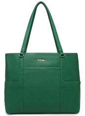 NNEE Classic Laptop Leather Tote Bag for 15 15.6 inch Notebook Computers Travel Carrying Bag with Smart Trolley Strap Design - Green