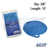 WSM Dock Line 3/8'' x 15' Nylon Blue - 1000-3815BL