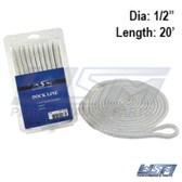 WSM Dock Line 1/2'' x 20' Nylon White - 1000-1220W
