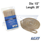 WSM Dock Line 1/2'' x 20' Nylon Gold - 1000-1220G
