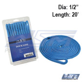 WSM Dock Line 1/2'' x 20' Nylon Blue - 1000-1220BL