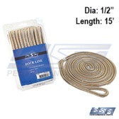 WSM Dock Line 1/2'' x 15' Nylon Gold - 1000-1215G